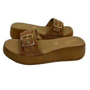 Seychelles NWOB‎ Poppy Platform Sandals Cognac Brown Suede 8.5 Memory Foam